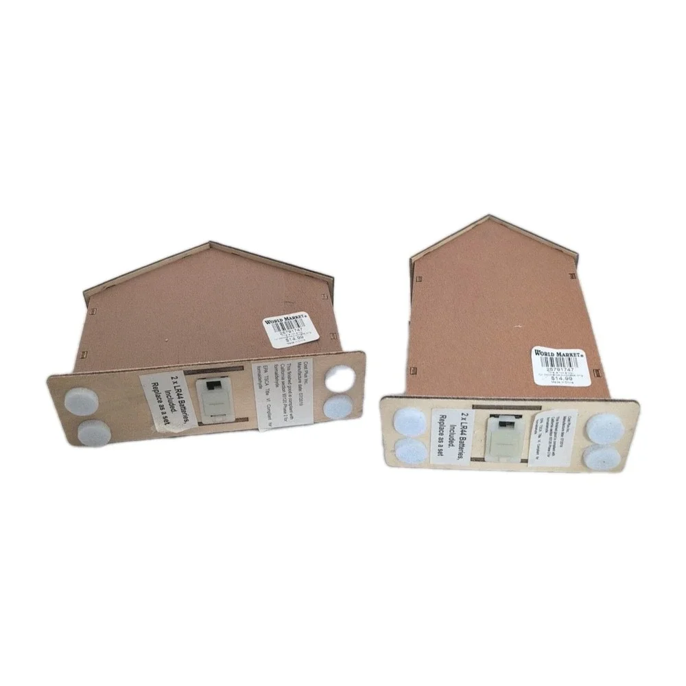 World Market‎ Laser Cut Wood Gingerbread House Set of 2 LED Light Up 2019